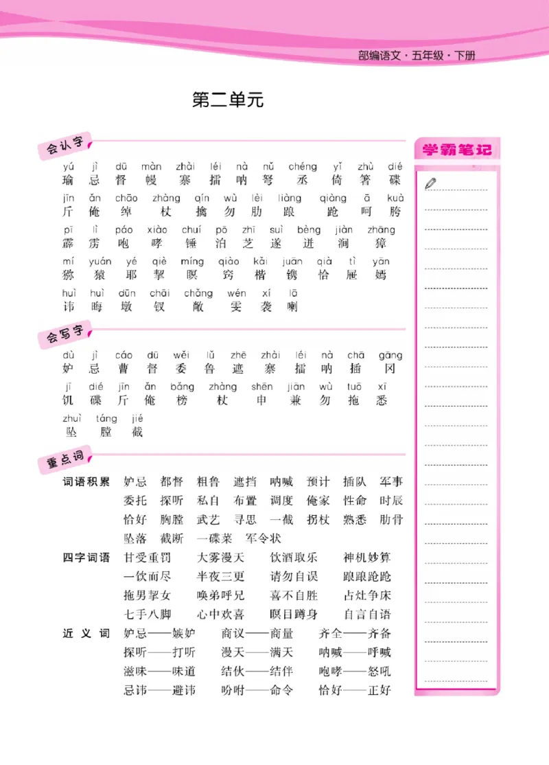 《语文5年级1-8单元课堂知识清单_小学1-6年级全科全套_1-6年级全科下册_五年级_五年级下语文_语文五下知识点》第3页预览