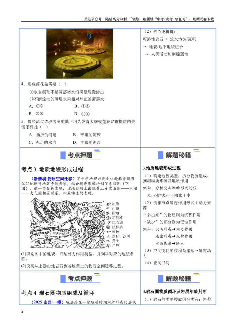 《猜押03地质地貌（学生版）_07-地理-高考总复习_专项复习_2025年_2025年高考地理抢押秘籍（陕西、山西、宁夏、青海专用）》第3页预览