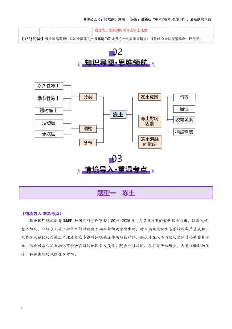 《微专题冻土（讲义）（教师版）_07-地理-高考总复习_二轮复习_2025年_2025年高考地理二轮复习课件+讲义+练习（新高考通用）_专题6自然地理环境的整体性与差异性》第2页预览