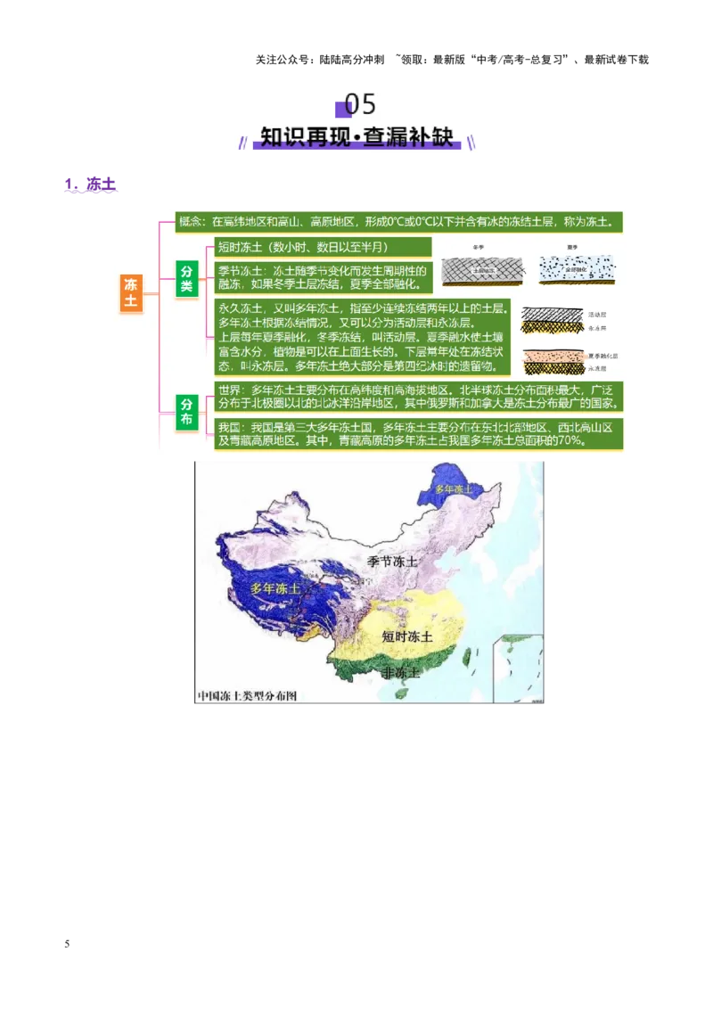 《微专题冻土（讲义）（教师版）_07-地理-高考总复习_二轮复习_2025年_2025年高考地理二轮复习课件+讲义+练习（新高考通用）_专题6自然地理环境的整体性与差异性》第5页预览