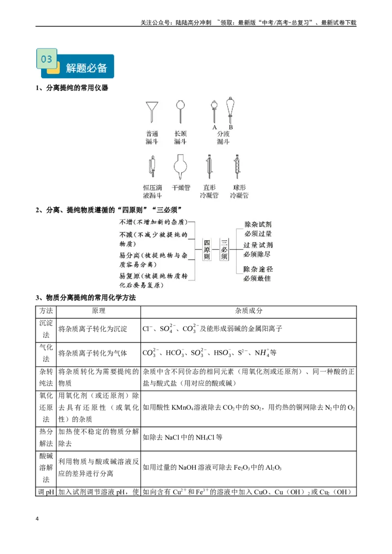 《题型03物质的分离、提纯与检验-（解析版）_05-化学-高考总复习_专项复习_2024年_2024年高考化学实验常考题型精讲练实验攻略全国用_资料》第4页预览