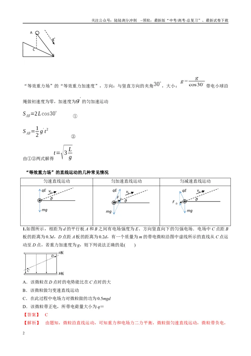 《专题14“等效重力场”模型（教师版）_04-物理-高考总复习_专项复习_2025年_2025年高中高考物理模型与方法_资料_10高考物理热点模型与方法归纳（一轮）》第2页预览