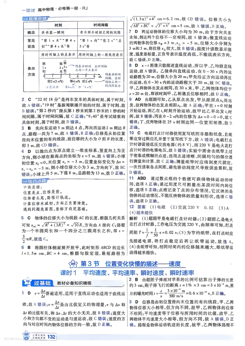 《答案_2027高中《天星一遍过》必修第一册（物理）（人教版）》第4页预览