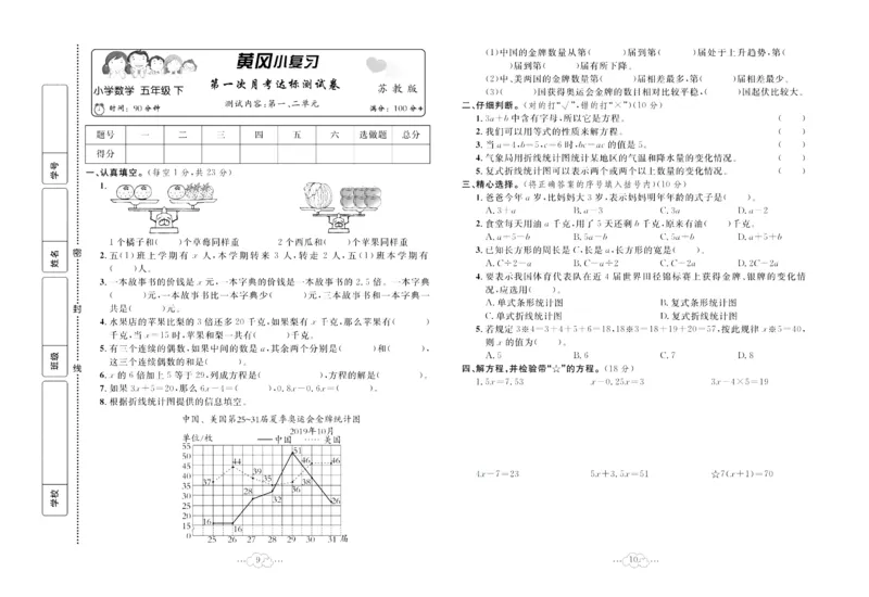 《《黄冈小复习》黄冈小复习五年级下册数学苏教版_小学1-6年级全科全套_1-6年级全科下册_五年级_五年级下数学_数学五下苏教版(1)》第6页预览