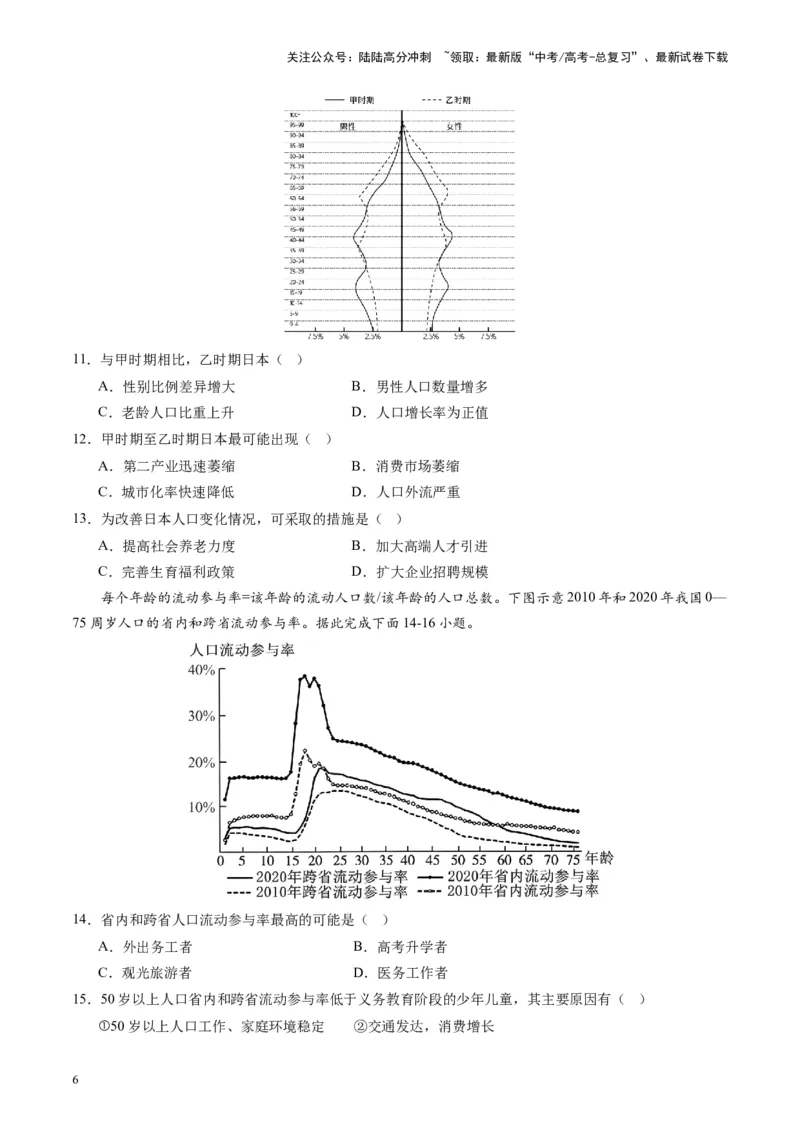 《热点01中国人口转变的趋势和问题-（原卷版）_07-地理-高考总复习_专项复习_2024年_2024年高考地理热点专题解读与训练_资料》第6页预览