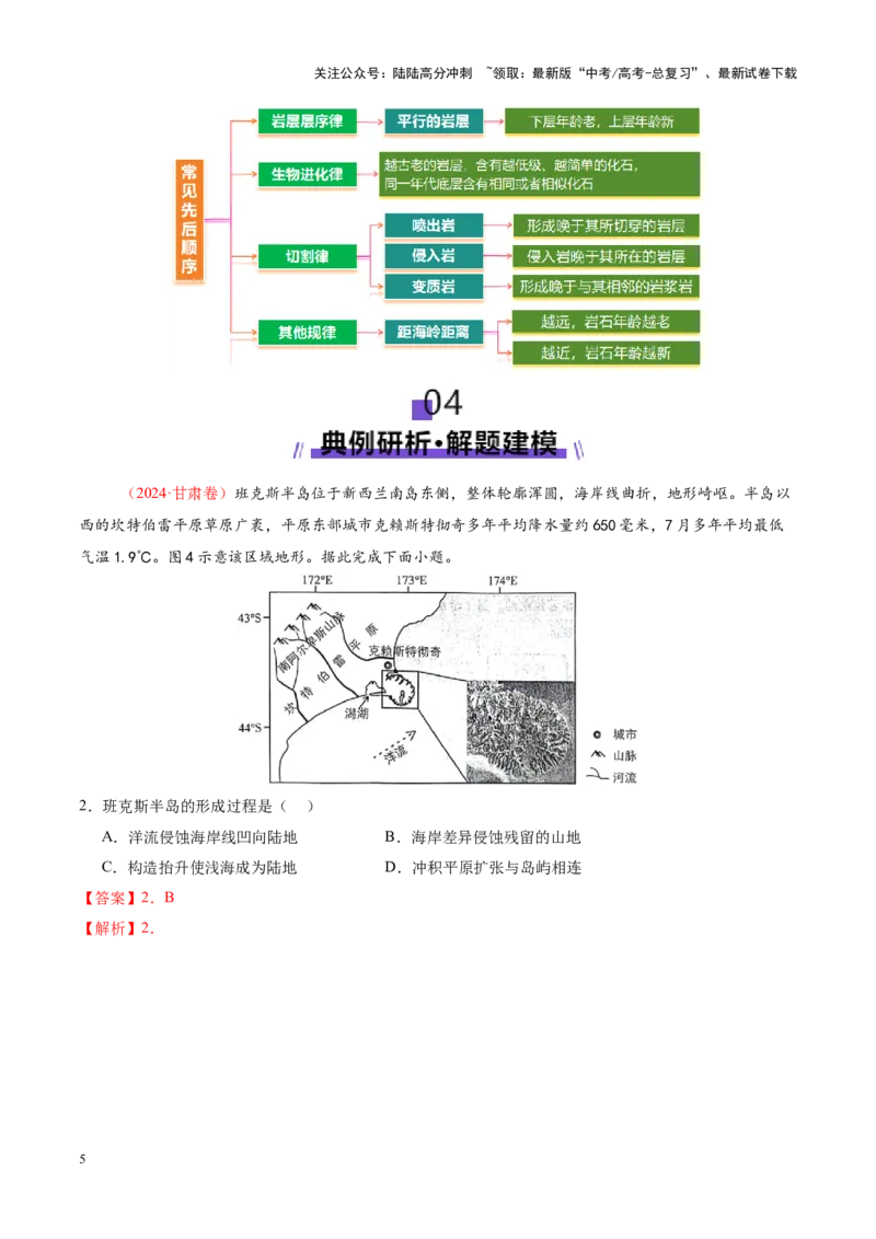 《微专题地貌演化过程（讲义）（教师版）_07-地理-高考总复习_二轮复习_2025年_2025年高考地理二轮复习课件+讲义+练习（新高考通用）_专题5地质地貌》第5页预览