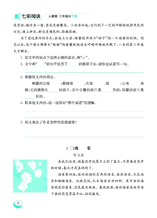 《七彩阅读3年级下册专项训练_小学1-6年级全科全套_1-6年级全科下册_三年级_三年级下语文_语文三下阅读理解练习》第6页预览