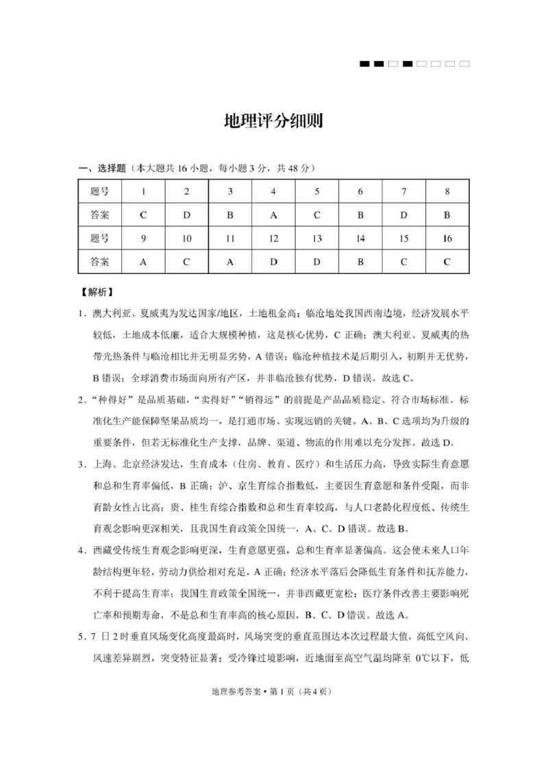 《西南名校联盟2026届“3+3+3”高考备考诊断性联考（四）地理答案_2024-2027高三（6-6月题库）_2026年05月高三试卷_260502西南名校联盟2026届“3+3+3”高考备考诊断性联考（四）（全科）》第1页预览