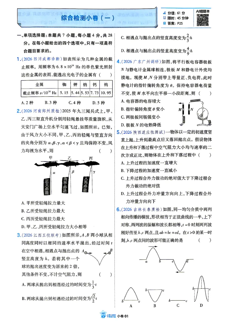 《物理_小卷加练_小初高学习资料合集（每天更新）_2027版《天星高考小题狂练》_4-物理小题狂练27版》第3页预览