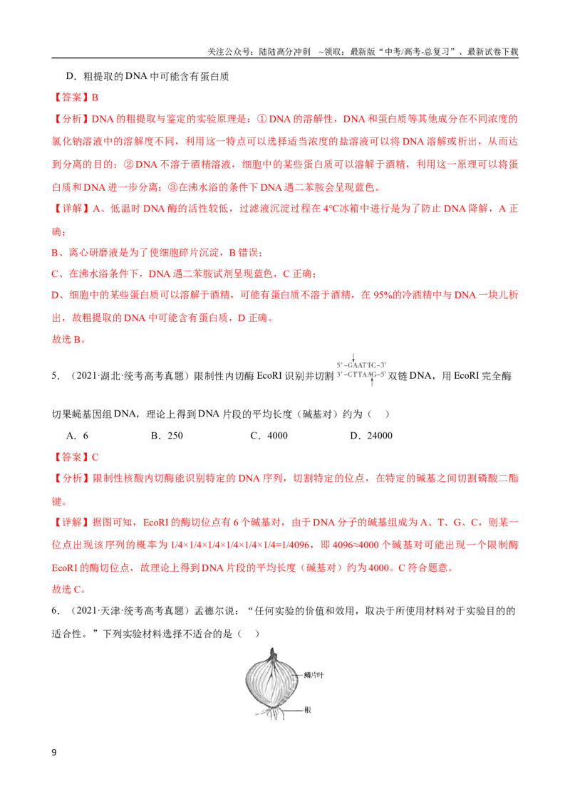 《专题15基因工程(教师版)_06-生物-高考总复习_专项复习_2024年_2024年高考生物总复习核心题型解读与全攻略新教材_资料》第9页预览