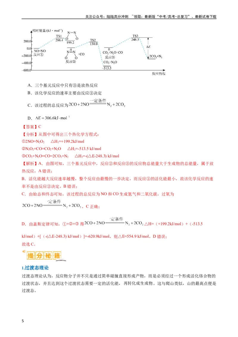 《题型10反应微观机理分析速率方程及其应用（解析版）_05-化学-高考总复习_二轮复习_2024年_2024年新高考化学二轮复习热点题型归纳与变式演练》第5页预览
