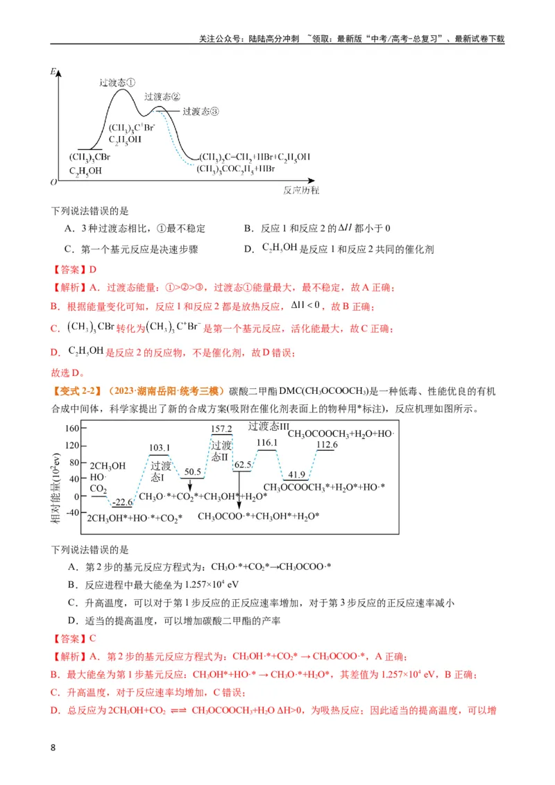 《题型10反应微观机理分析速率方程及其应用（解析版）_05-化学-高考总复习_二轮复习_2024年_2024年新高考化学二轮复习热点题型归纳与变式演练》第8页预览