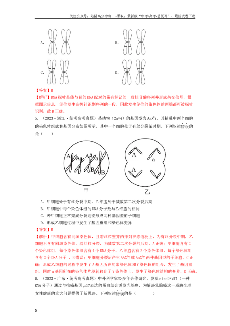 《专题15变异、育种和进化（解析版）_06-生物-高考总复习_一轮复习_2024年_2024年高考生物一轮复习抢分特训真题回顾检测试卷_资料》第5页预览