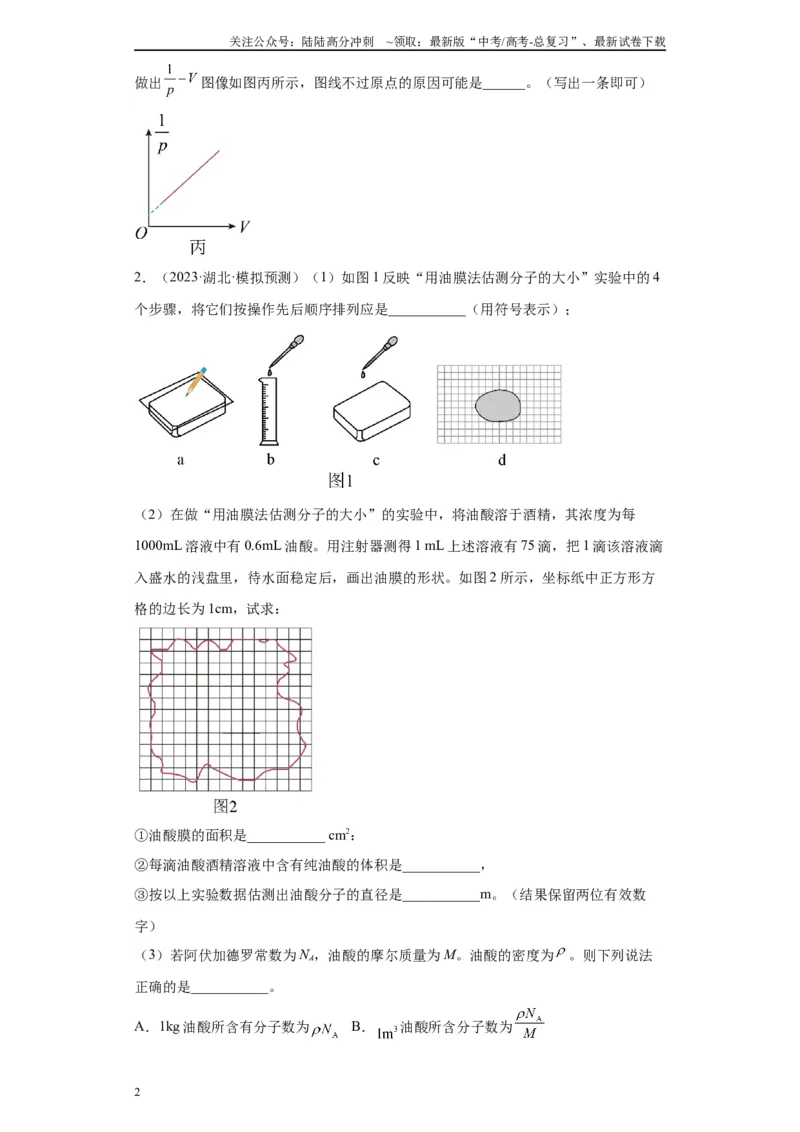 《专题14热学相关实验（原卷版）_04-物理-高考总复习_专项复习_2024年_2024年高考物理实验重难点满分冲刺集训（全国通用）_资料》第2页预览