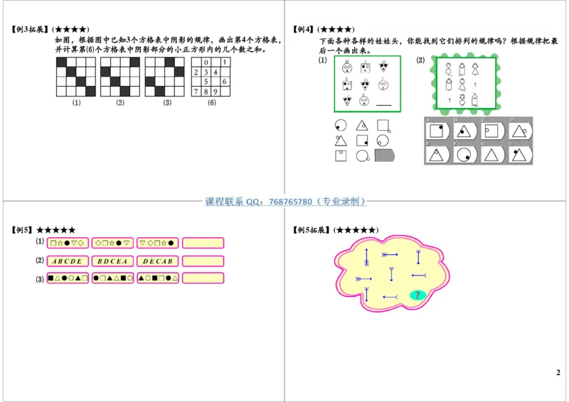 《图形找规律_小学1-6年级全科全套_2024更新专题_小学奥数专题资料_7、精品课程合集_学而思小学1-6年级奥数竞赛班视频课程285讲_二年级奥数（竞赛班）45讲_第15讲：图形找规律》第2页预览