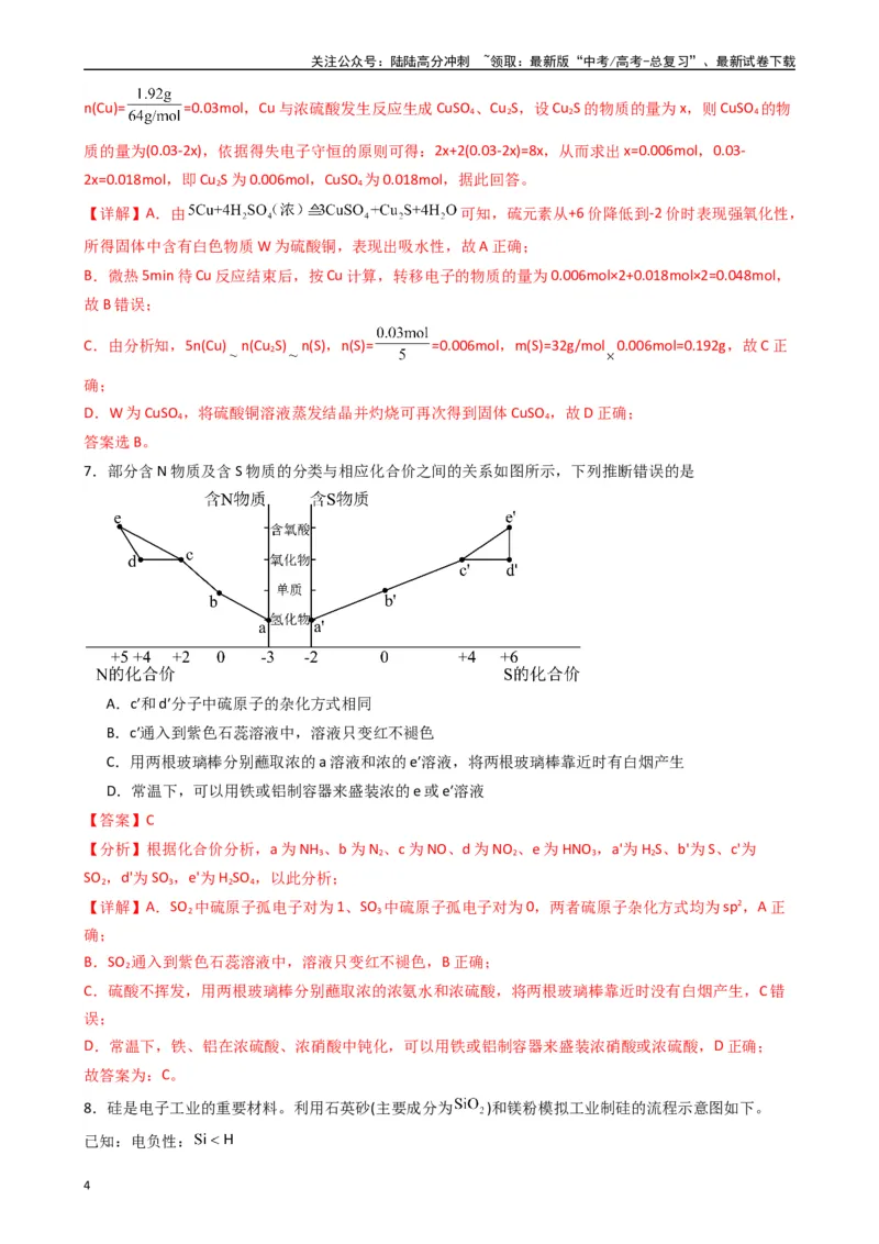 《题型6　元素及其化合物化学实验基础（25题）（解析版）_05-化学-高考总复习_专项复习_2024年_2024年高考化学常考点必杀300题（新高考通用）_资料》第4页预览