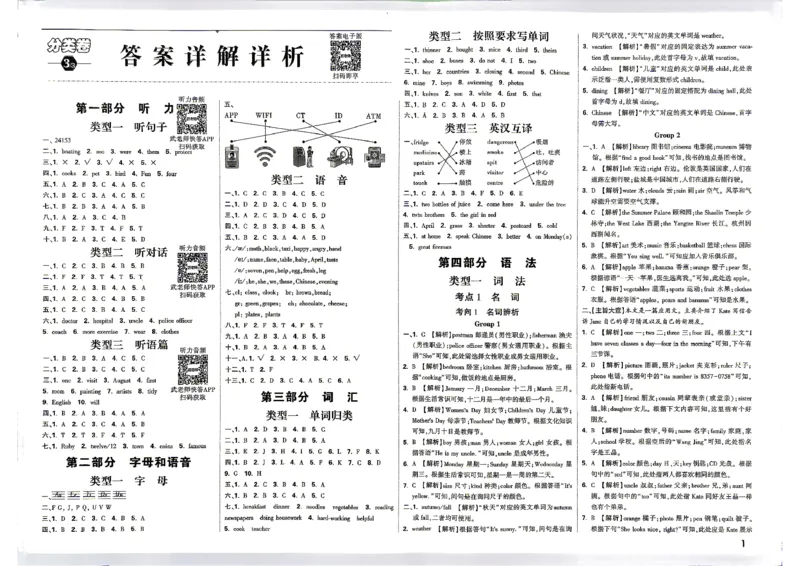 《英语答案_2027小白鸥小升初分类真题_分类卷_2027小白鸥分类卷英语a4》第1页预览