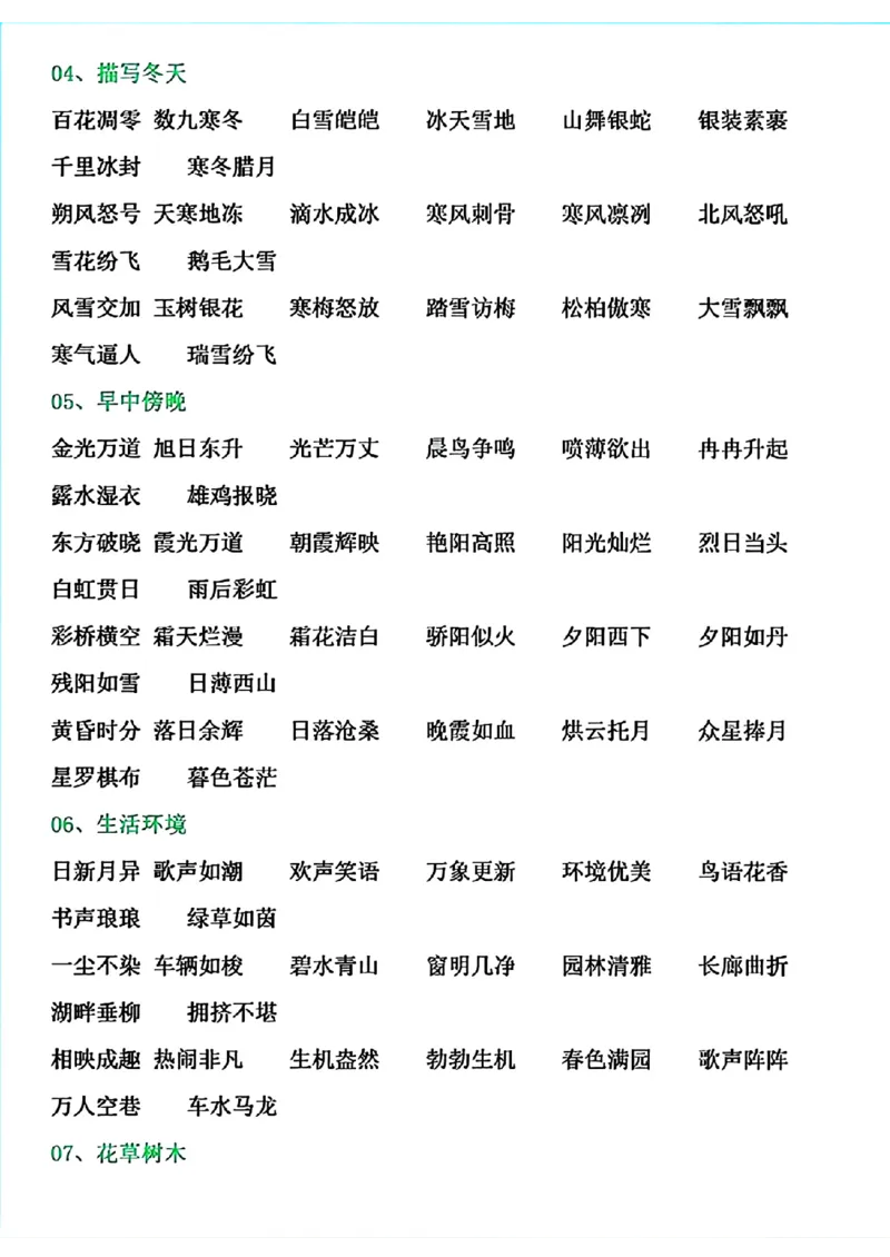 《四年级下册知识词语归类集锦_小学1-6年级全科全套_1-6年级全科下册_四年级_四年级下语文_语文四下重点考点总结》第2页预览