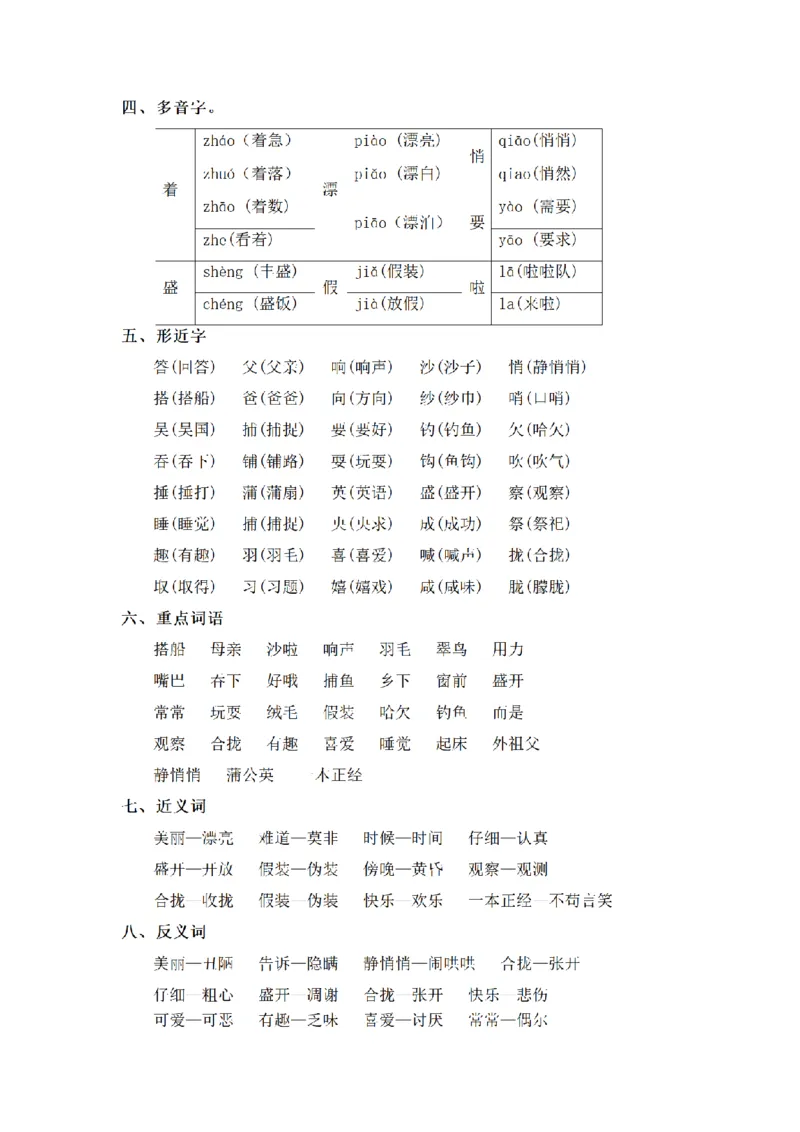《三（上）语文基础知识梳理-第5单元_小学1-6年级全科全套_1-6年级全科上册_三年级_语文_语文三上单元知识点》第3页预览