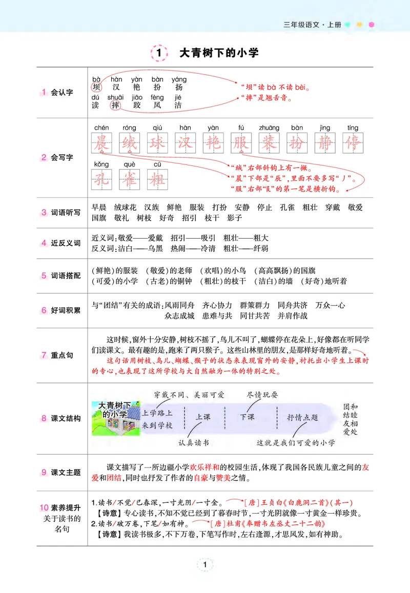 《三（上）语文状元语文笔记（背记清单）_小学1-6年级全科全套_1-6年级全科上册_三年级_语文_语文三上每课考点》第2页预览