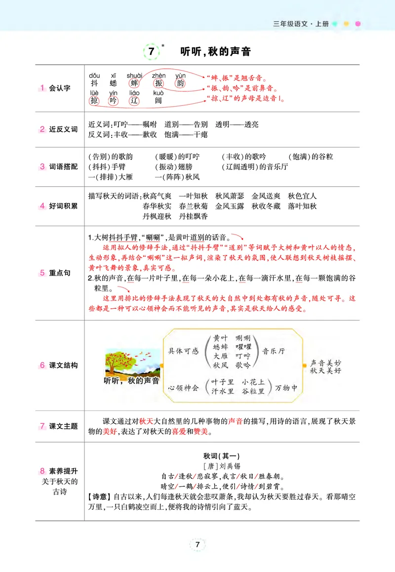 《三（上）语文状元语文笔记（背记清单）_小学1-6年级全科全套_1-6年级全科上册_三年级_语文_语文三上每课考点》第8页预览