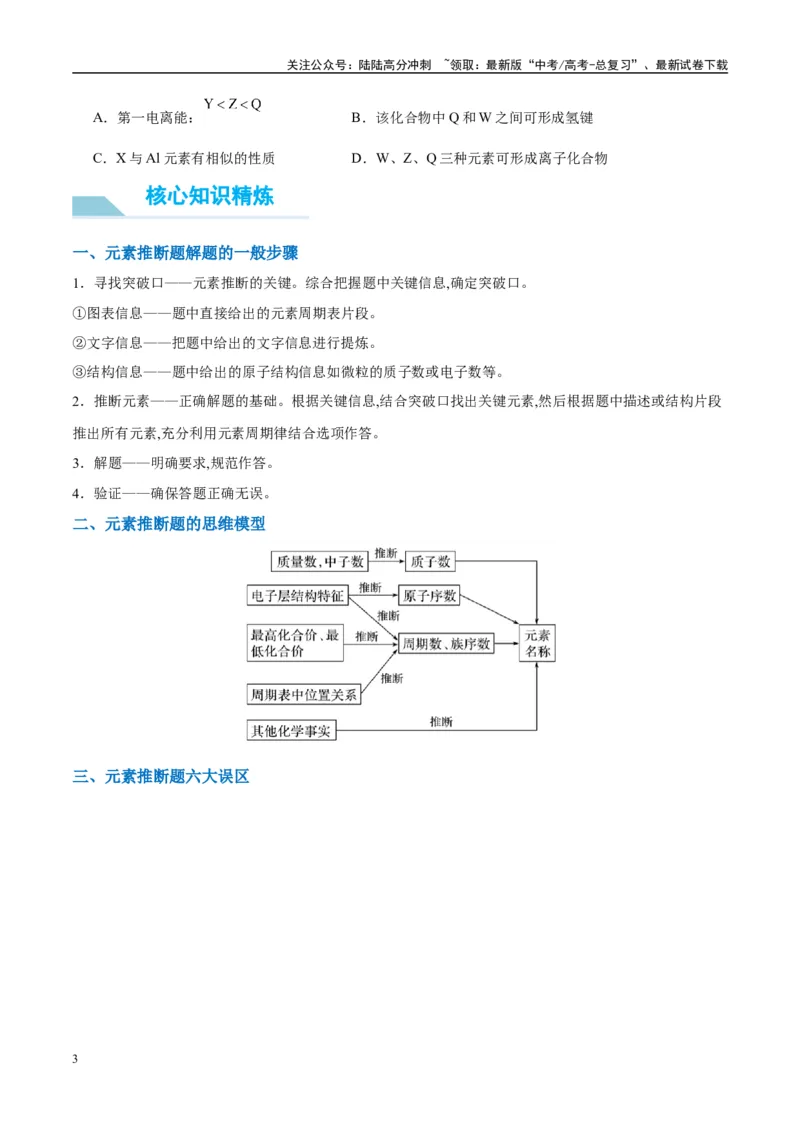 《（能力版）微专题31元素推断的破解-（学生版）(全国版)_05-化学-高考总复习_一轮复习_2024年_2024高考化学一轮复习考点微专题考情分析经_资料_2025版》第3页预览