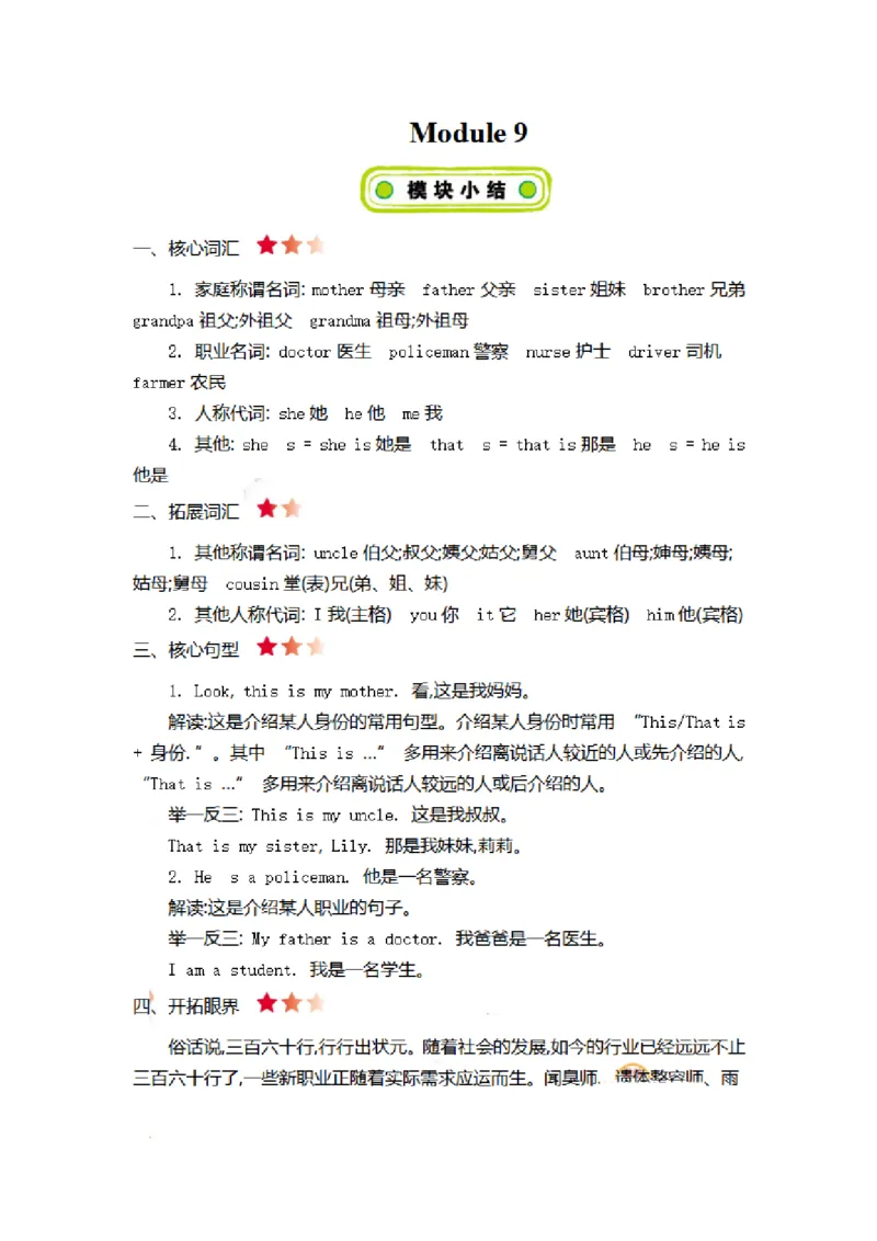 《三（上）英语（外研版）Module9知识要点归纳_小学1-6年级全科全套_1-6年级全科上册_三年级_英语_A三年级英语（外研三起）_外研三起英语三上知识总结》第1页预览