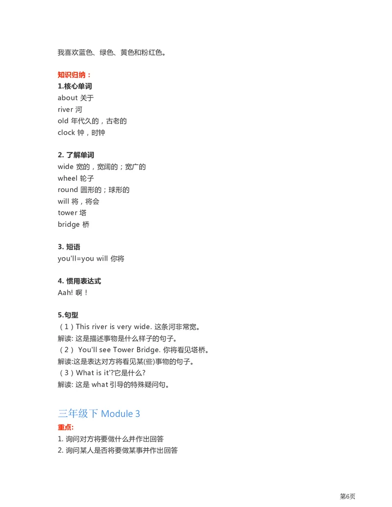 《外研英语一起点三年级知识考点汇总_小学1-6年级全科全套_1-6年级全科下册_三年级_三年级下英语_英语三下外研一起》第6页预览