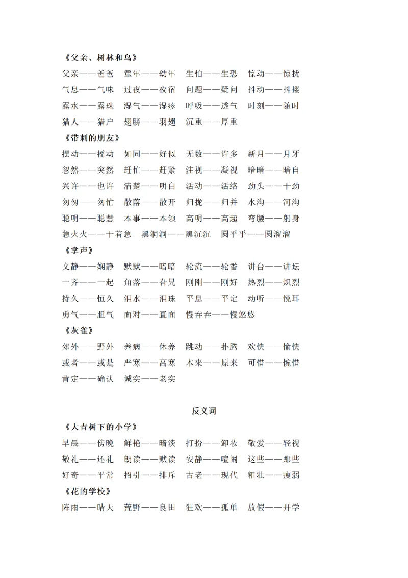 《三（上）语文课内近义词和反义词汇总_小学1-6年级全科全套_1-6年级全科上册_三年级_语文_语文三上各类考点归纳》第3页预览
