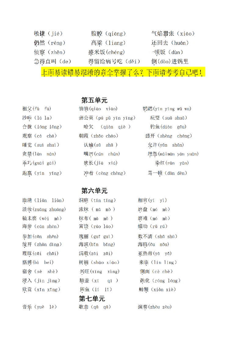 《三（上）语文易错读音分类复习（5-8单元）_小学1-6年级全科全套_1-6年级全科上册_三年级_语文_语文三上字词专项》第2页预览