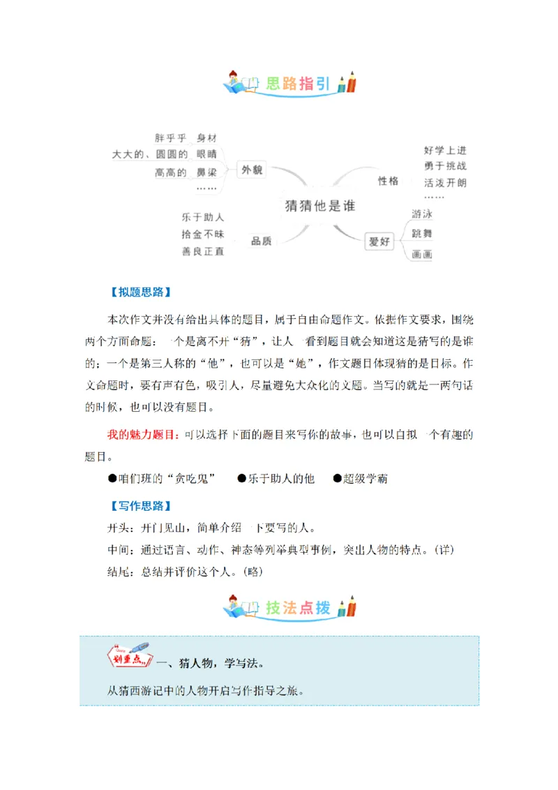 《三（上）语文同步作文（第1套）-第1单元：猜猜他是谁（写作指导+范文赏析+病文升格）_小学1-6年级全科全套_1-6年级全科上册_三年级_语文_语文三上单元习作》第2页预览