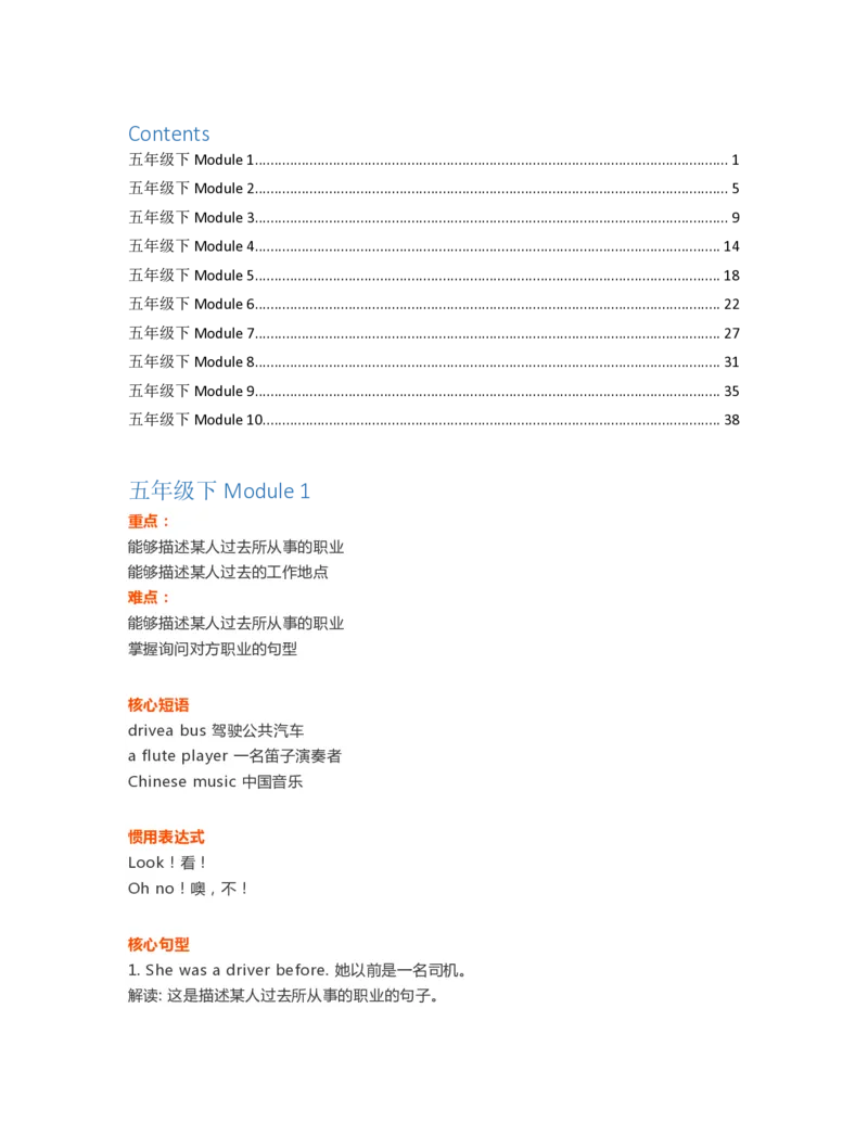 《外研1起点5年级下知识点_小学1-6年级全科全套_1-6年级全科下册_五年级_五年级下英语_英语五下外研一起》第1页预览