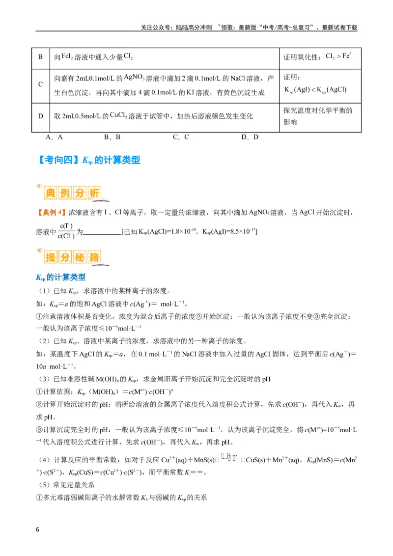 《题型15沉淀溶解平衡及图像分析（原卷版）_05-化学-高考总复习_二轮复习_2024年_2024年新高考化学二轮复习热点题型归纳与变式演练》第6页预览