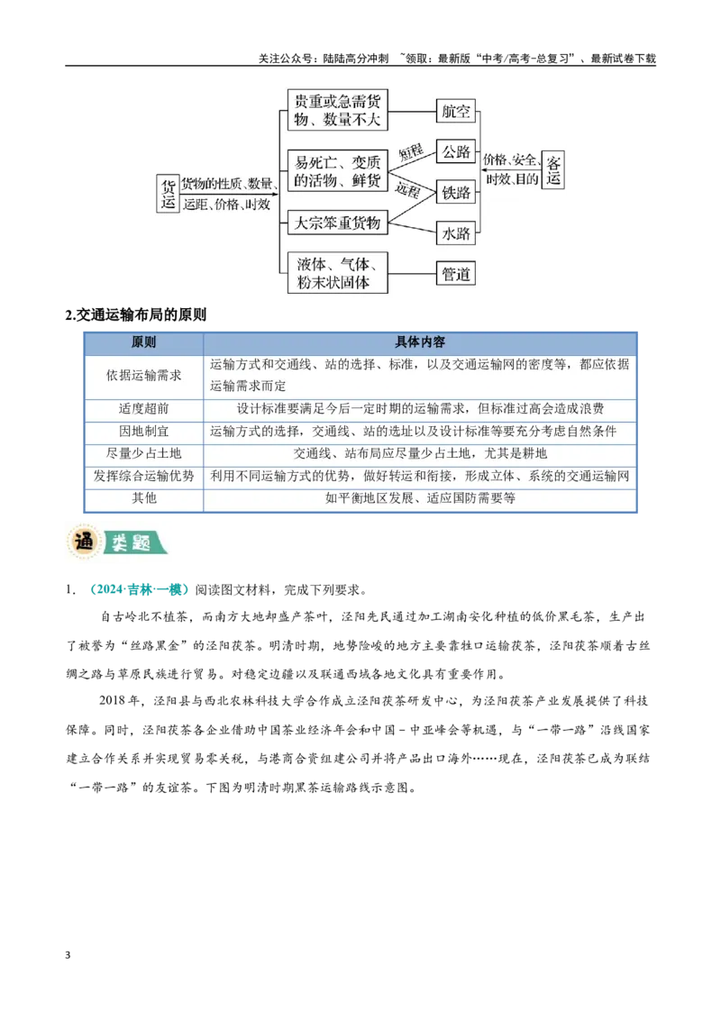《大题11交通布局的影响因素及交通对区域发展的影响（4大热点角度）（学生版）（黑吉辽蒙专用）_07-地理-高考总复习_专项复习_2025年_2025年高考地理大题突破+限时集训（黑吉辽蒙专用）》第3页预览