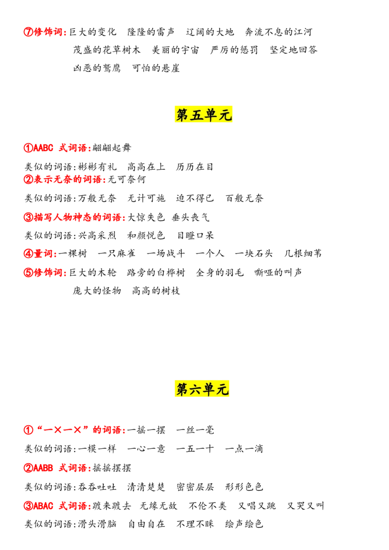 《四年级上册语文词语归类_小学1-6年级全科全套_1-6年级全科上册_四年级_四上语文_四上语文综合》第4页预览
