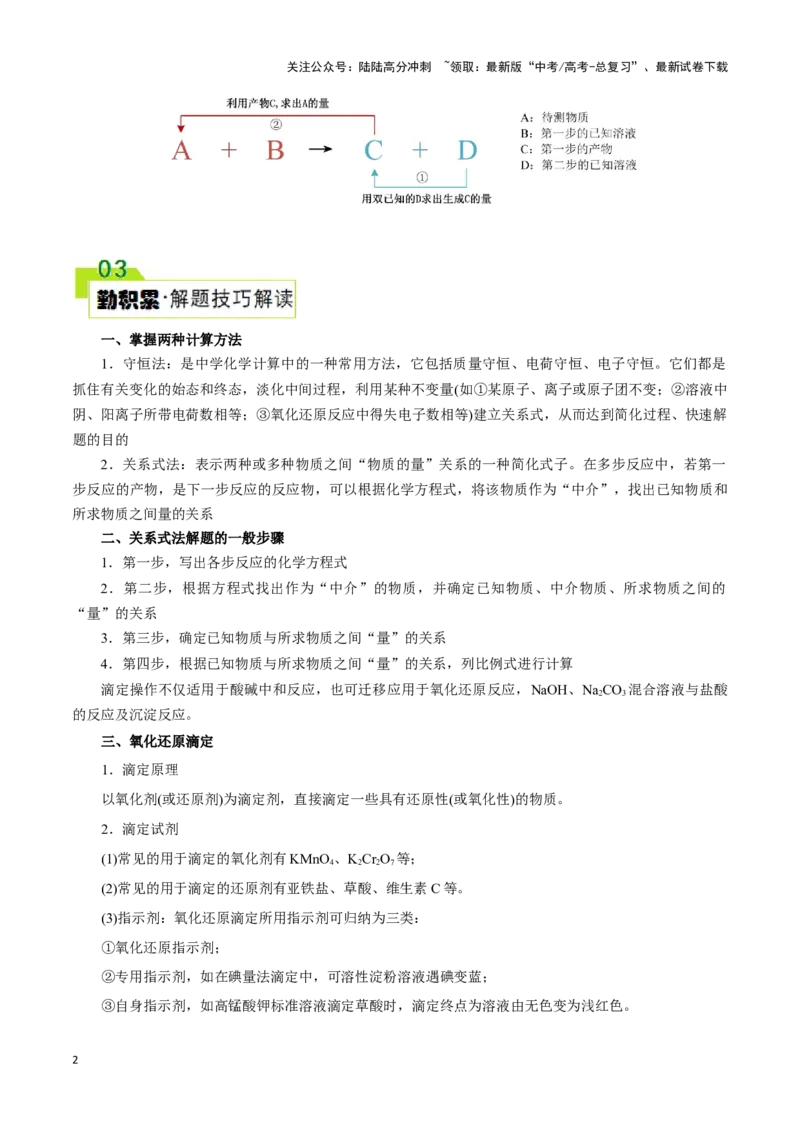 《题型二实验中常考滴定计算(原卷版)_05-化学-高考总复习_专项复习_2024年_2024年高考化学答题技巧与模板构建》第2页预览
