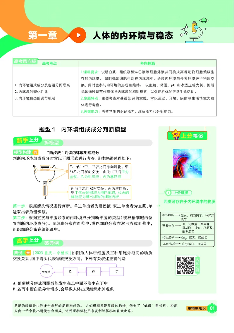《上分手册生物选择性必修1RJ金考卷单元双测卷_2024天星高中单元双测卷上分手册》第1页预览