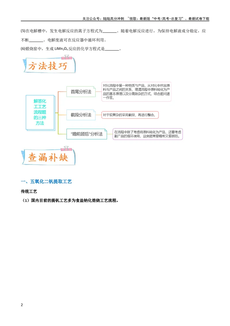 《（升级版）微专题17热点金属及其化合物制备流程（V、Cr、Mn、Co、Ni）（学生版）(全国版)_05-化学-高考总复习_一轮复习_2024年_2024高考化学一轮复习考点微专题考情分析经_资料_2024版》第2页预览