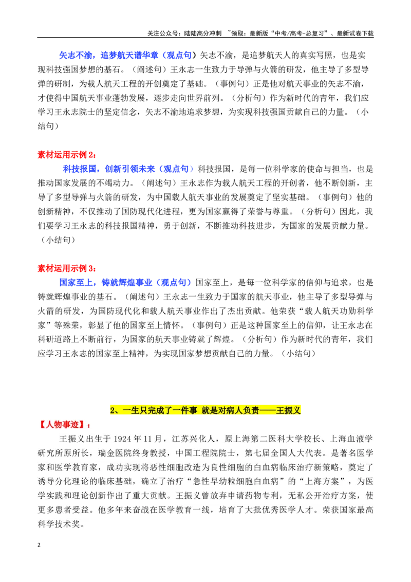 《专题142024“共和国勋章、国家荣誉称号”15位人物素材及其运用示例（可直接打印）-_专项复习_2025年_2025年高考语文议论文写作秘籍》第2页预览