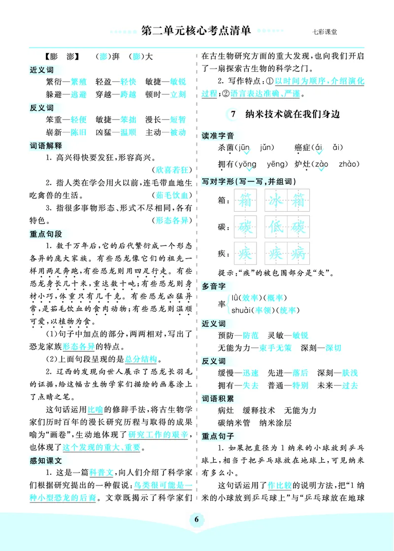《四年级下册语文核心考点_小学1-6年级全科全套_1-6年级全科下册_四年级_四年级下语文_语文四下单元知识点》第6页预览