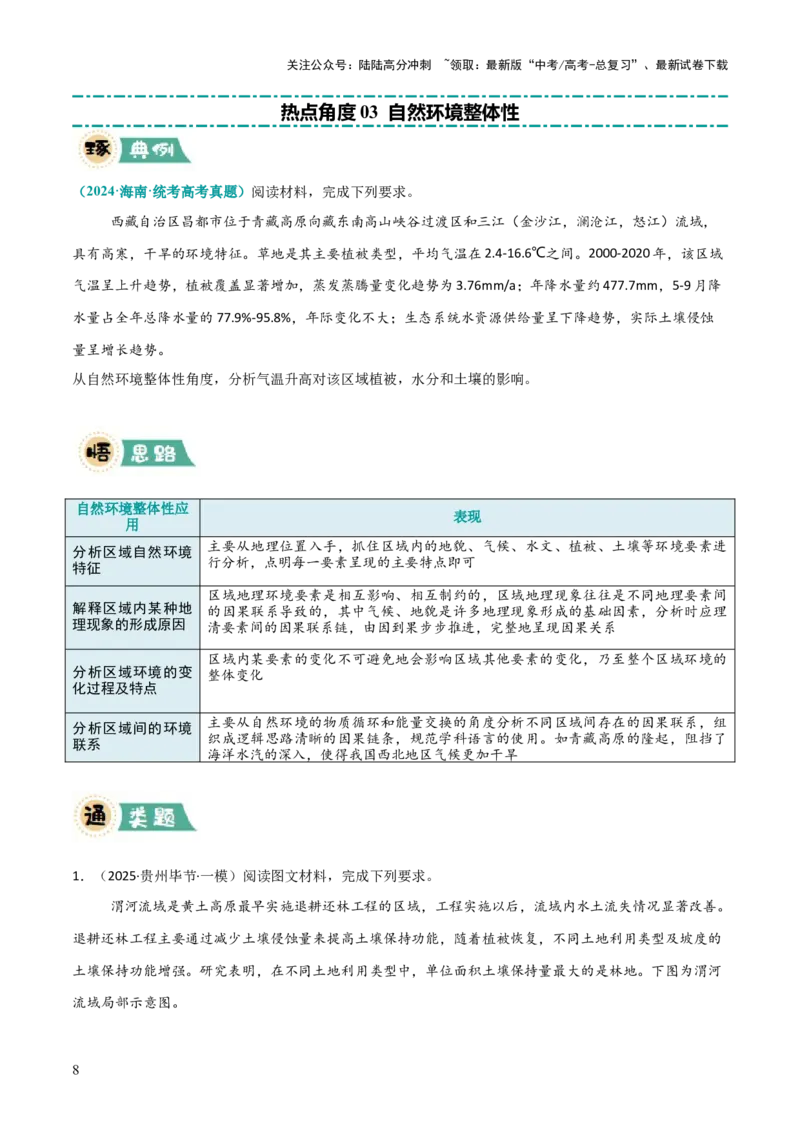 《大题04自然地理环境的整体性与差异性（5大热点角度）（原卷版）_07-地理-高考总复习_三轮冲刺_大题精做冲刺2025年高考地理大题突破+限时集训（新高考通用）》第8页预览