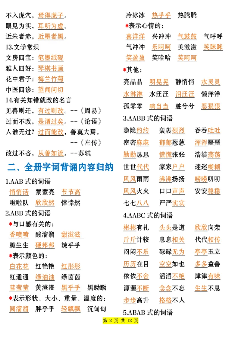 《三年级语文下册全册重点归纳_小学1-6年级全科全套_1-6年级全科下册_三年级_其他补充资料_热门资料_语文》第2页预览