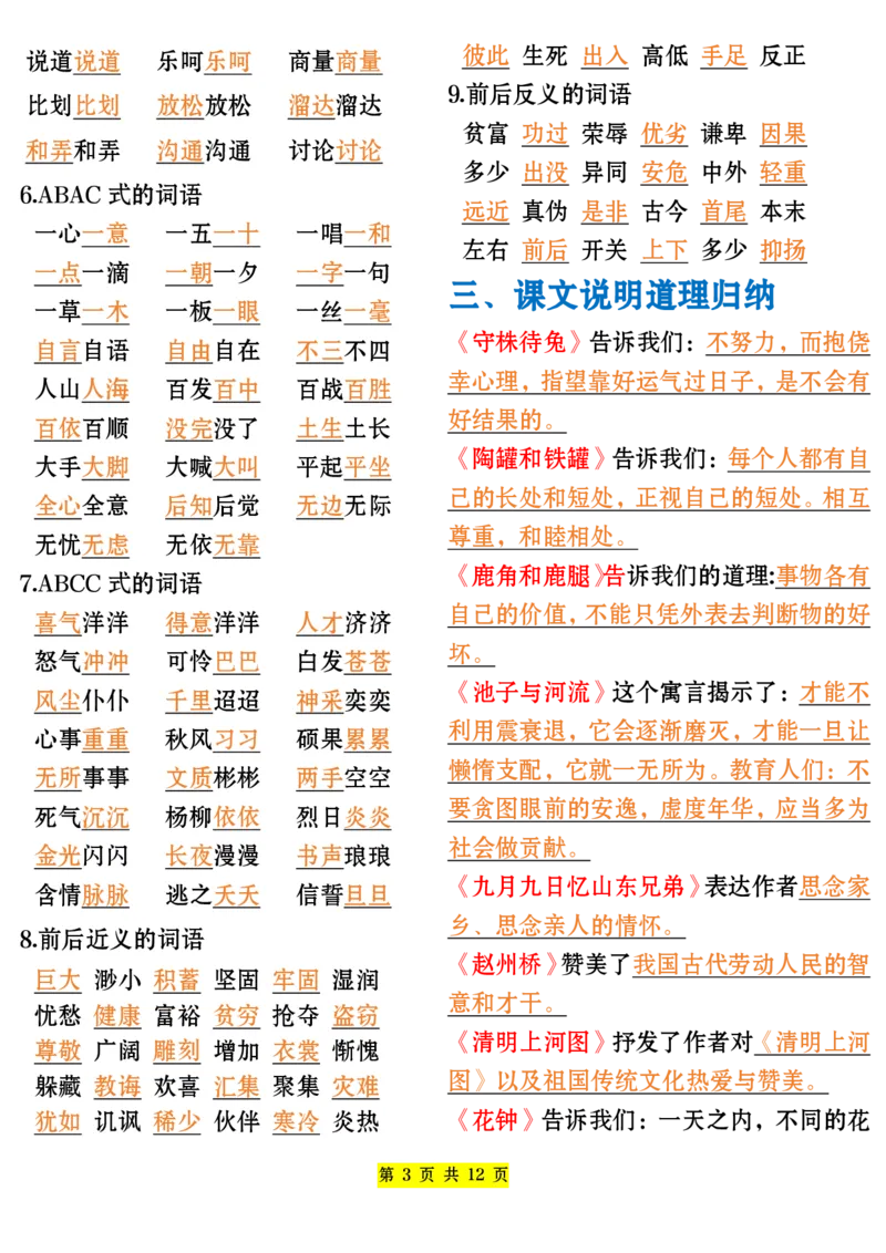 《三年级语文下册全册重点归纳_小学1-6年级全科全套_1-6年级全科下册_三年级_其他补充资料_热门资料_语文》第3页预览