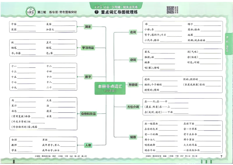 《英语PEP3年级下册_小初高学习资料合集（每天更新）_2026春《王朝霞期末活页卷》1-6年级下册》第8页预览