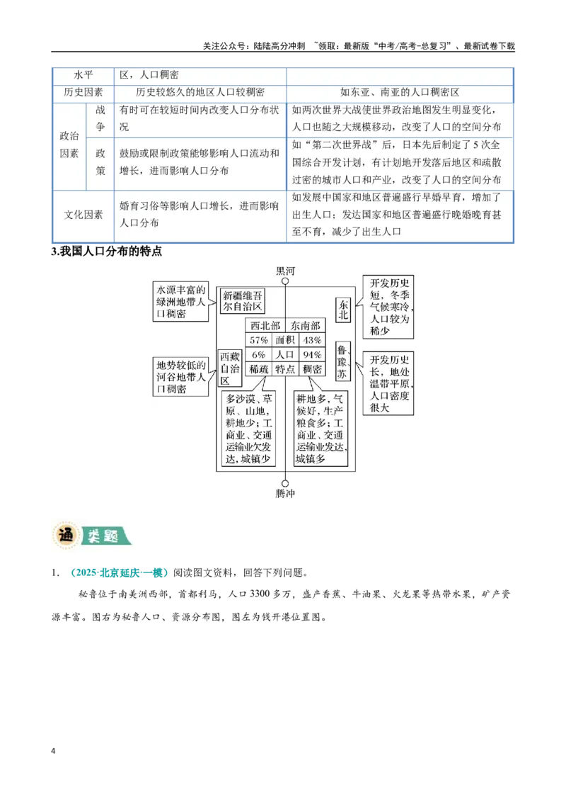 《大题06人口分布与人口变化的原因及影响（4大热点角度）（学生版）（黑吉辽蒙专用）_07-地理-高考总复习_专项复习_2025年_2025年高考地理大题突破+限时集训（黑吉辽蒙专用）》第4页预览