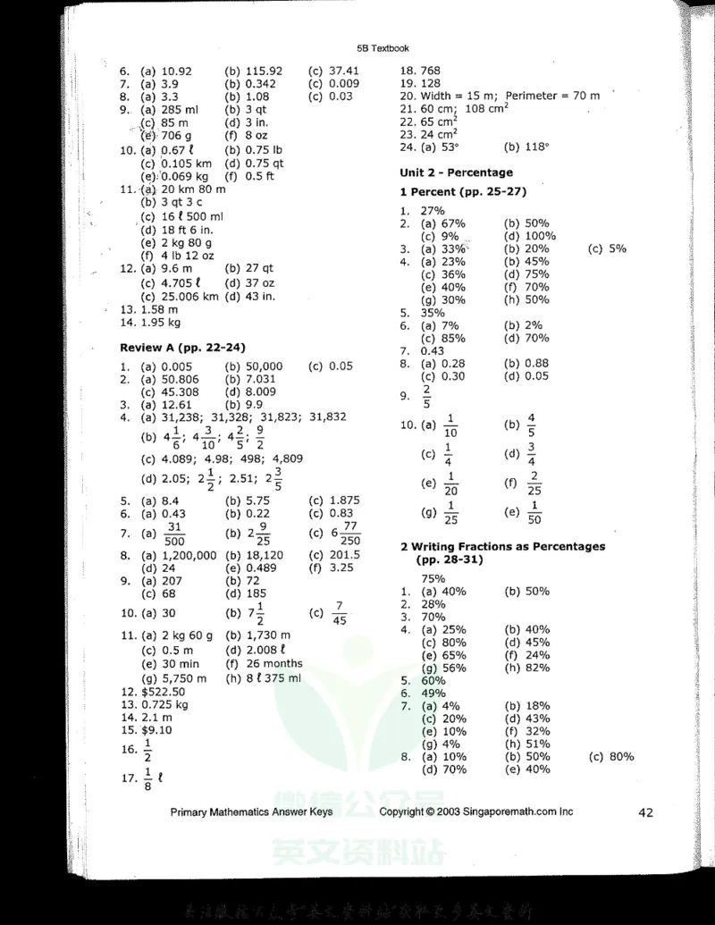 《新加坡PrimaryMathematics5BAnswerkey_小初高学习资料合集（每天更新）_国外原版英文教辅汇总_新加坡小学数学PrimaryMathematics》第2页预览