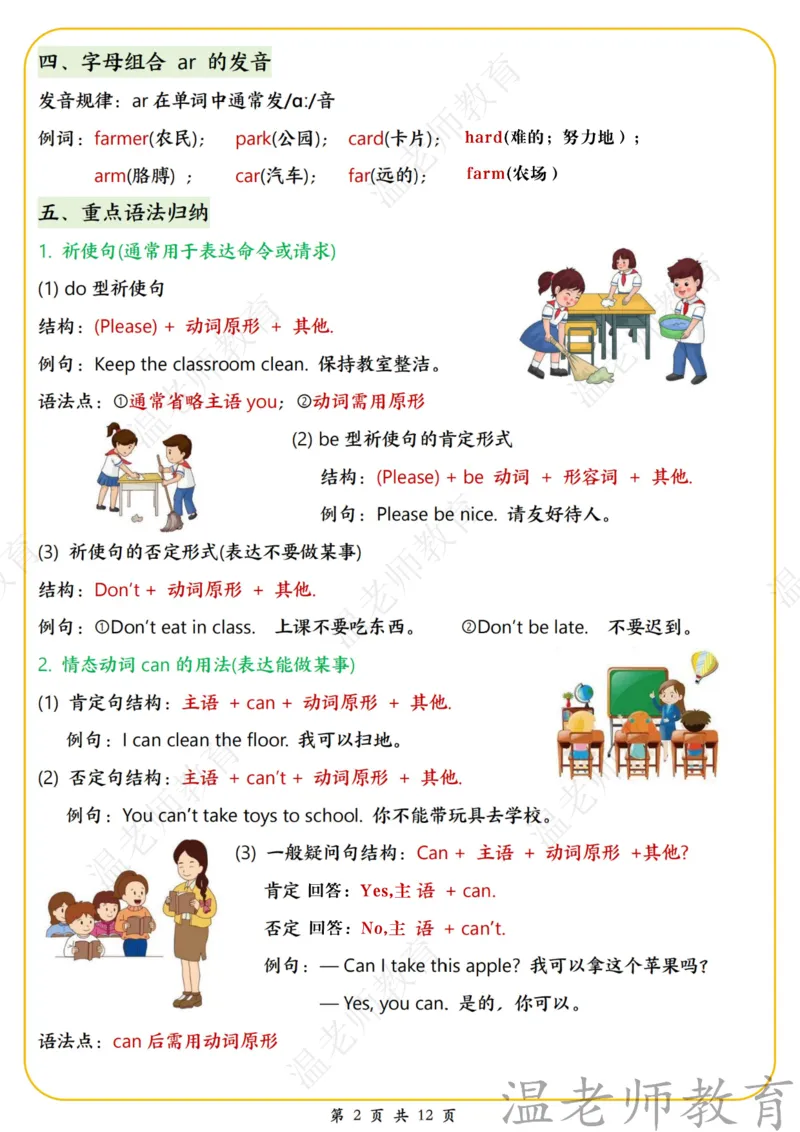 《四年级（下）英语全册单元重点知识梳理_小初高学习资料合集（每天更新）_《英语单元重点知识梳理》人教版4-6年级下册》第2页预览