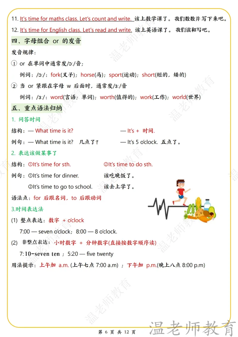 《四年级（下）英语全册单元重点知识梳理_小初高学习资料合集（每天更新）_《英语单元重点知识梳理》人教版4-6年级下册》第6页预览