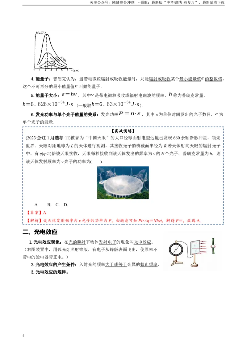 《专题17原子结构和波粒二象性原子核-2024年高考物理一轮复习知识清单（全国通用）_04-物理-高考总复习_一轮复习_2024年_2024年高考物理一轮复习知识清单必背总结全国通用_资料》第4页预览