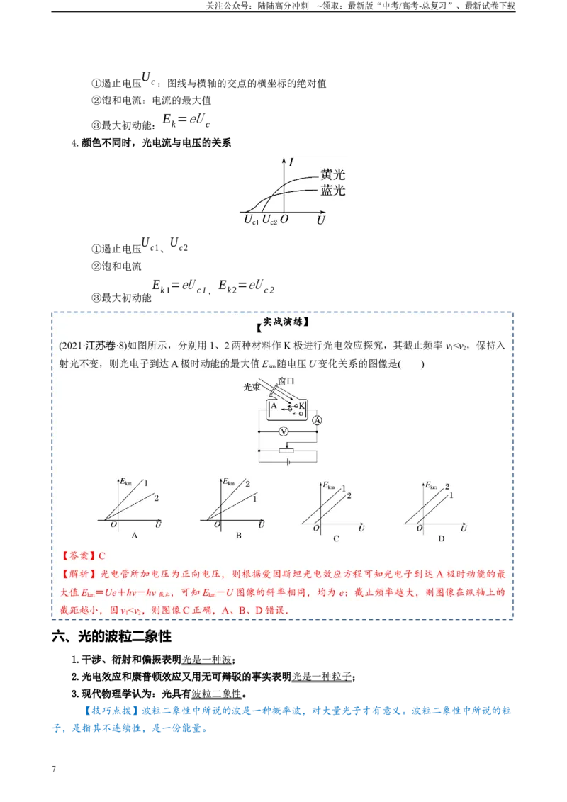 《专题17原子结构和波粒二象性原子核-2024年高考物理一轮复习知识清单（全国通用）_04-物理-高考总复习_一轮复习_2024年_2024年高考物理一轮复习知识清单必背总结全国通用_资料》第7页预览